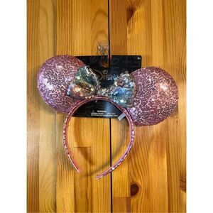 Disney Ears Mickey Mouse 2024 Pink With Silver Bow nwt (3383)